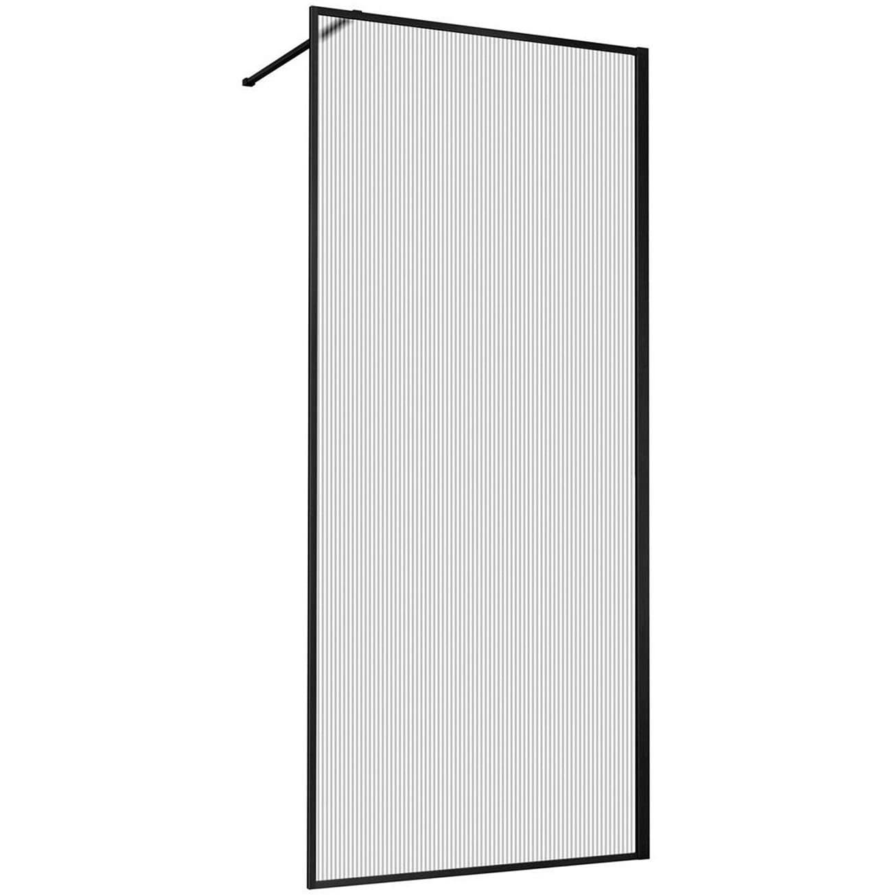 Душевая перегородка Vincea (Винчея) Walk-In VSW-1HP900FLB, 900х2000, черный матовый, стекло рифленое