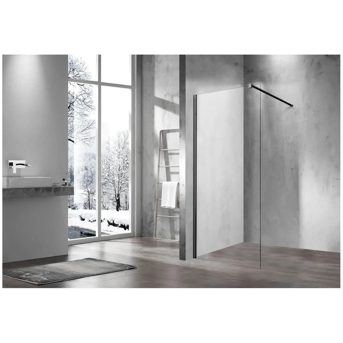Душевая перегородка Vincea (Винчея) Walk-In VSW-1H100CLB,1000х2000, черный матовый, стекло прозрачное