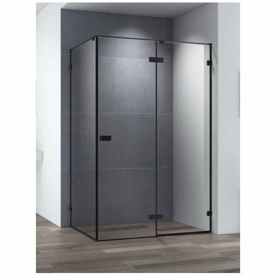 Душевой уголок Cezares (Цезарис) Bellagio-AH-1-140/90-C-NERO, цвет профиля черный матовый, стекло прозрачное 8 мм 1400х197х90 см