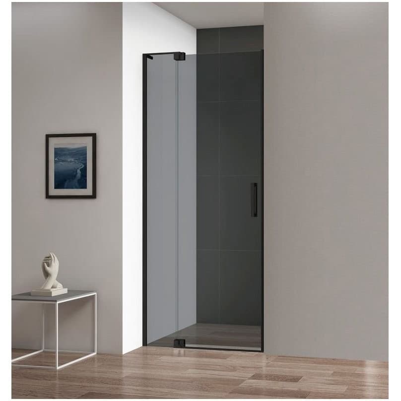 Душевая дверь Cezares (Цезарис) Slider-B-1-70/80-GRIGIO-NERO, цвет профиля черный матовый, стекло прозрачное 8 мм 195х80 см