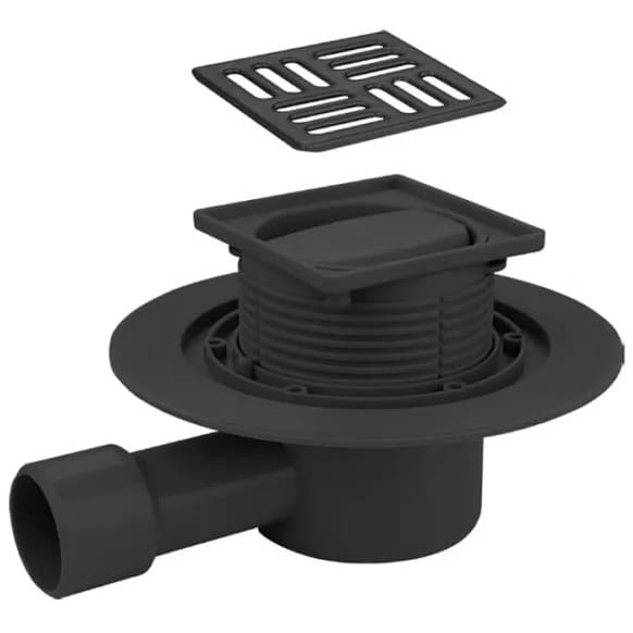 Трап душевой Vieir (Виеир) VRDL-10C с сухим затвором 10х10 см, черный