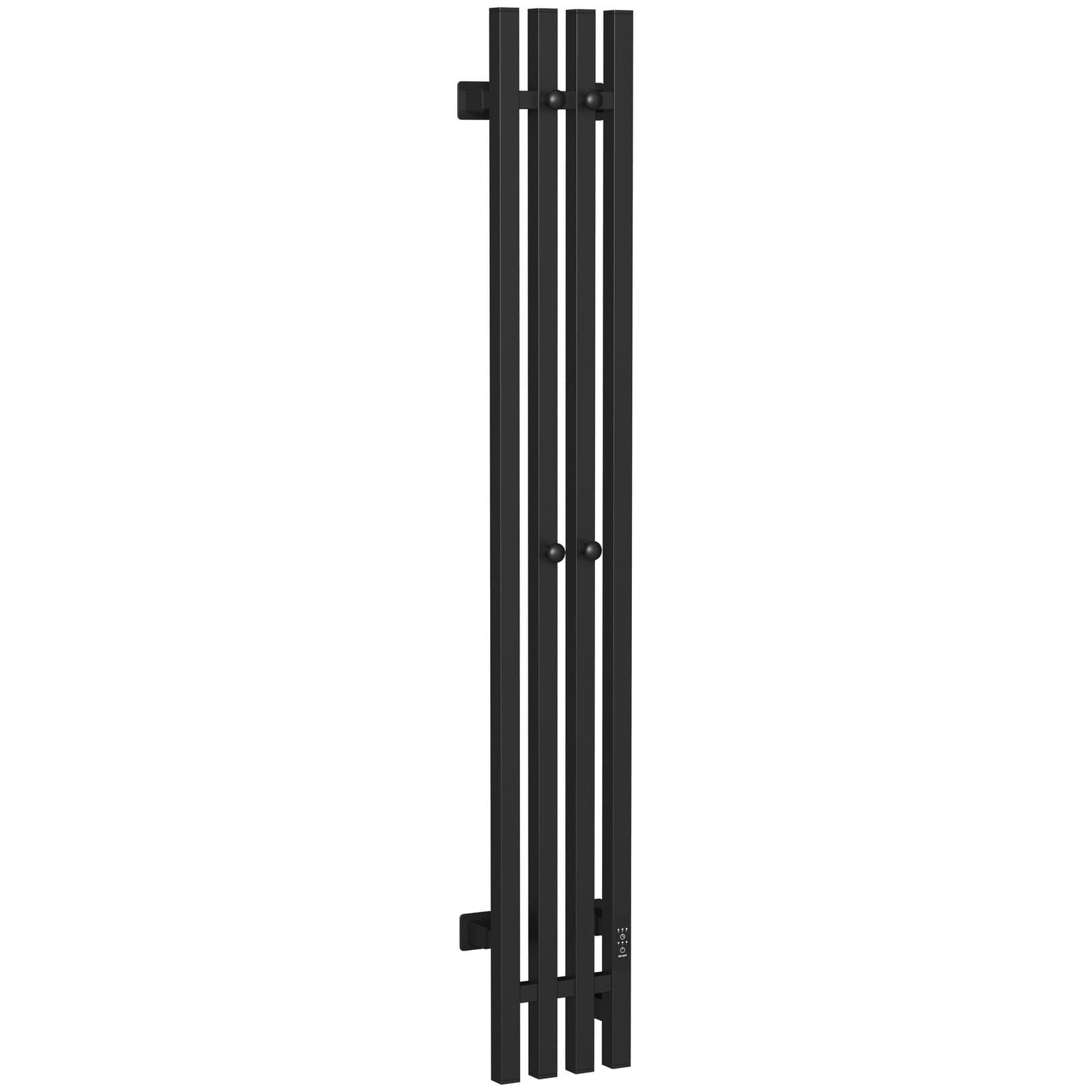 Полотенцесушитель электрический Эврика Пенелопа P4 120x15 см, подключение справа, скрытое подключение справа, матовый черный, лесенка, из стали, 611029, Ewrika