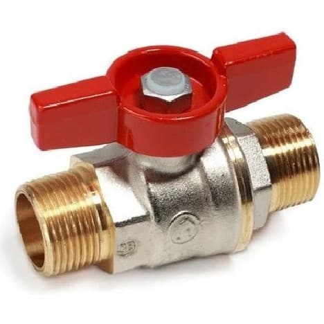Кран шаровой, Giacomini (Джакомини) , полнопроходной DADO 1/2″ Н-Н компактная модель, с красной дроссельной рукояткой бабочка, никелированный R913X023
