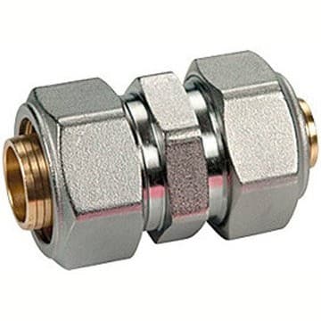 Муфта Giacomini (Джакомини) R566AM, 26 x 3, 20 x 2, латунь, переходная с цанговым соединением, хромированная, для труб Giacotherm, Giacoflex, R566MX060